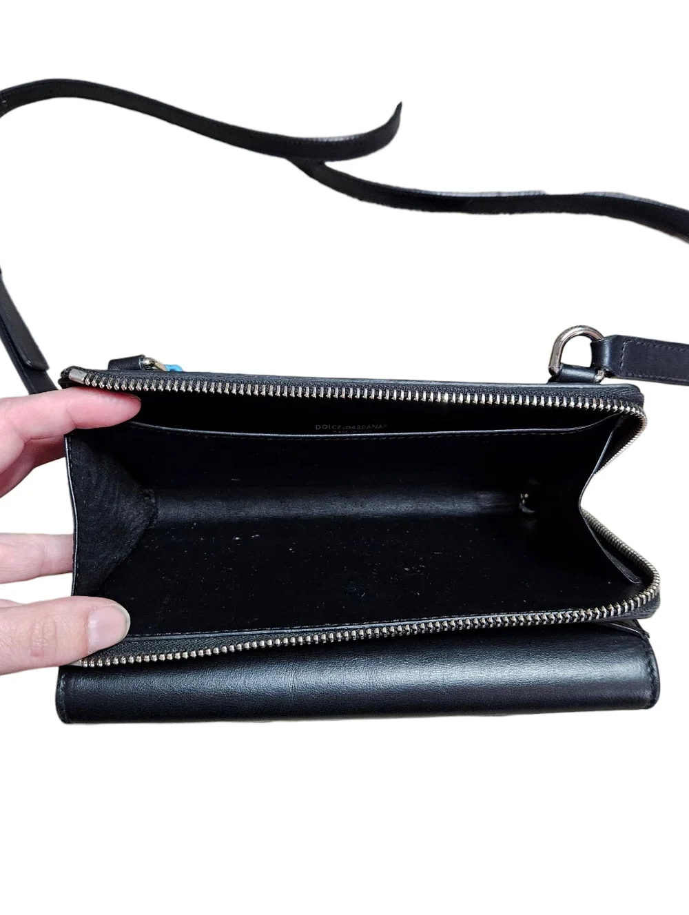 Dolce & Gabbana | DG Logo Leather Accordion Crossbody | Black - Picture 12 of 16